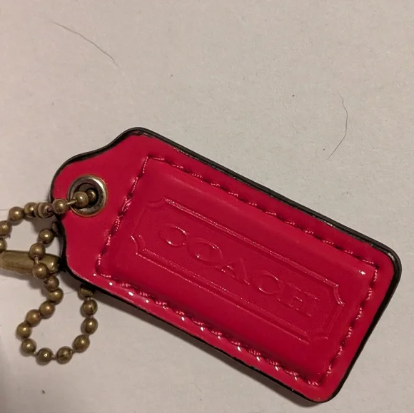 Coach Pink Patent Leather Hang Tag With Gold  Chain - Picture 3 of 5